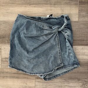 SHEIN Denim Wrap Mini Skirt